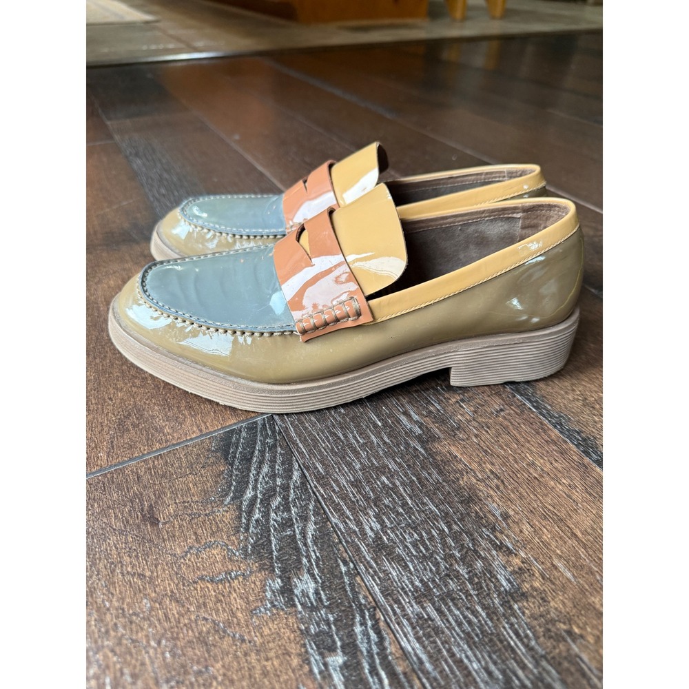 Jeffrey Campbell womens Lenna penny loafers size 8.5 Patent Leather Colorblock
